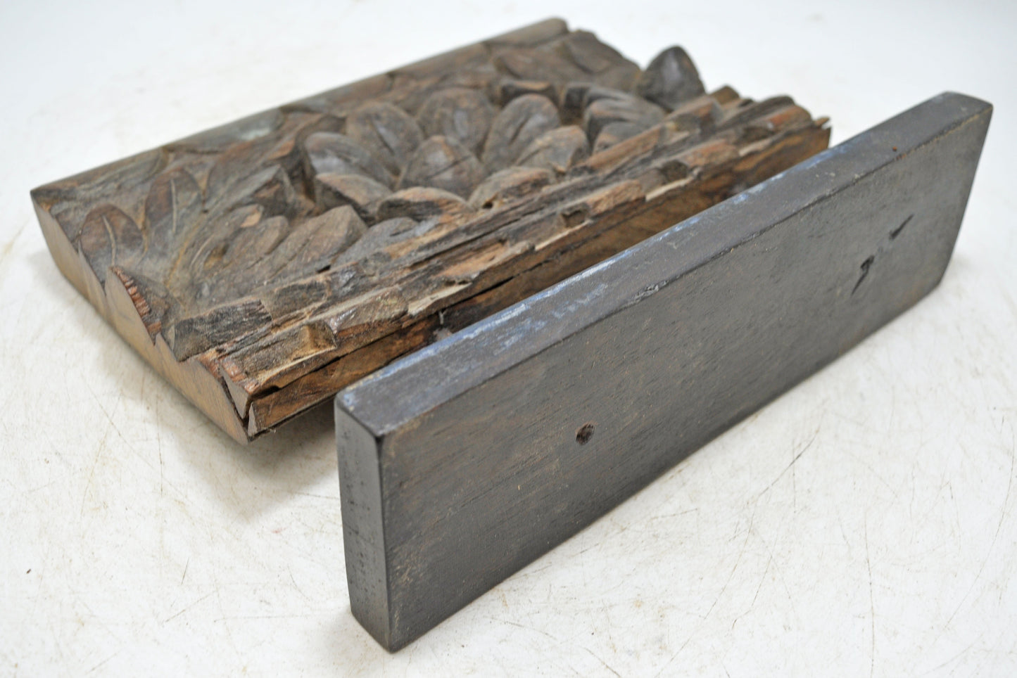 Antique Wooden Floral Carving Panel Plaque Original Old Fine Hand Carved