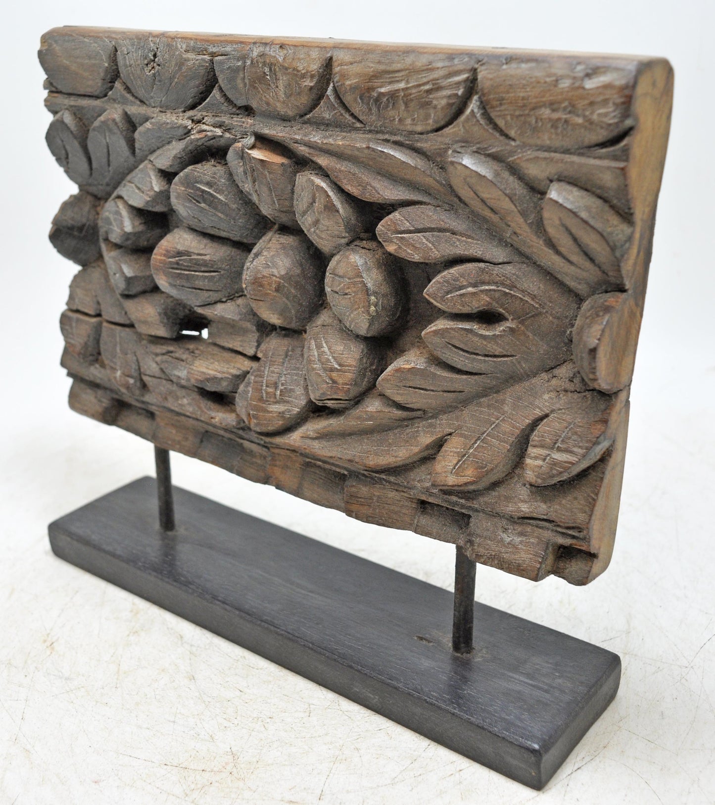 Antique Wooden Floral Carving Panel Plaque Original Old Fine Hand Carved