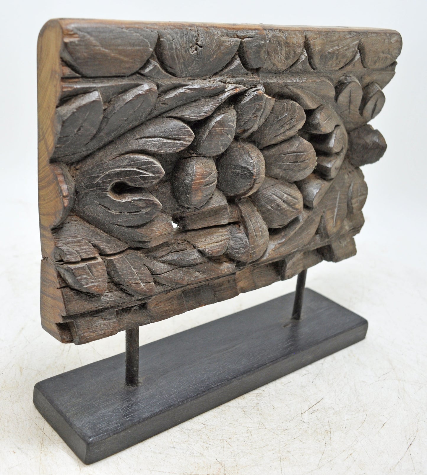 Antique Wooden Floral Carving Panel Plaque Original Old Fine Hand Carved