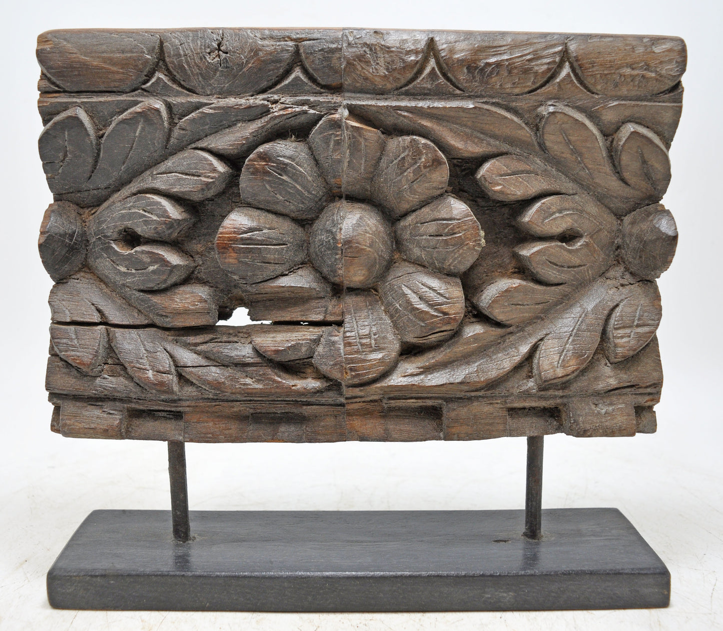 Antique Wooden Floral Carving Panel Plaque Original Old Fine Hand Carved