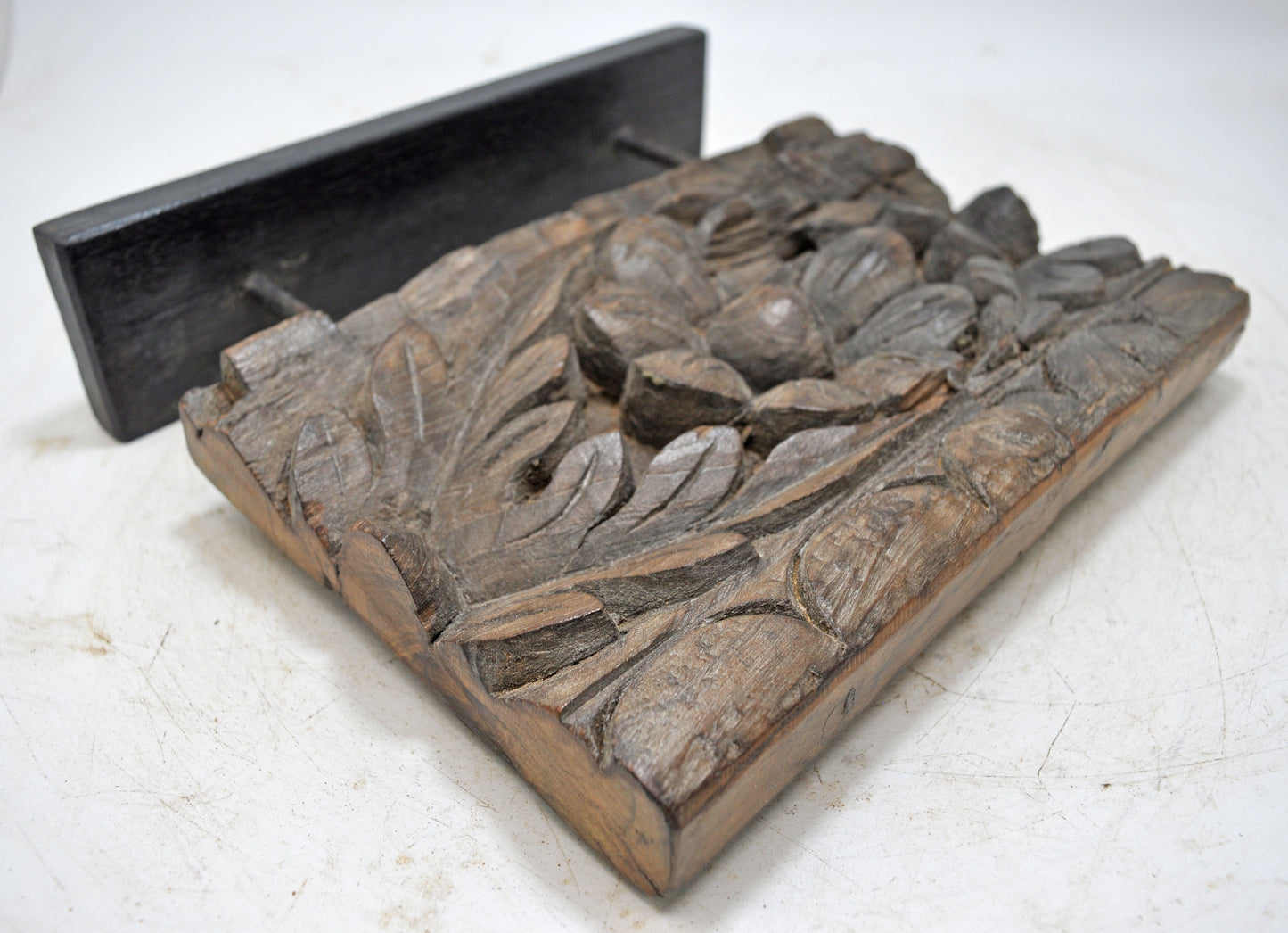 Antique Wooden Floral Carving Panel Plaque Original Old Fine Hand Carved