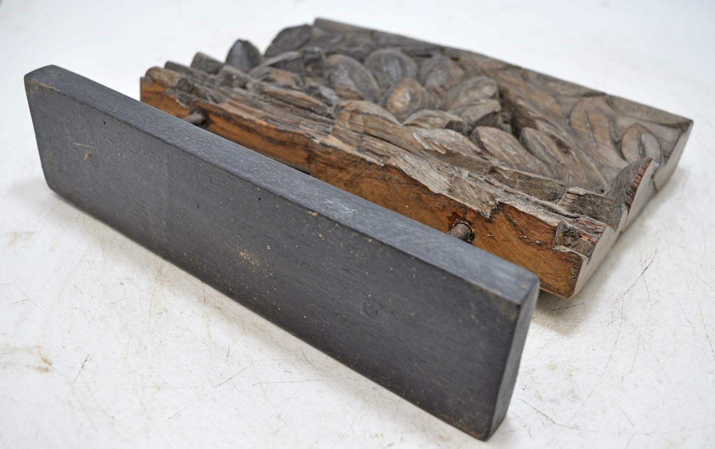 Antique Wooden Floral Carving Panel Plaque Original Old Fine Hand Carved
