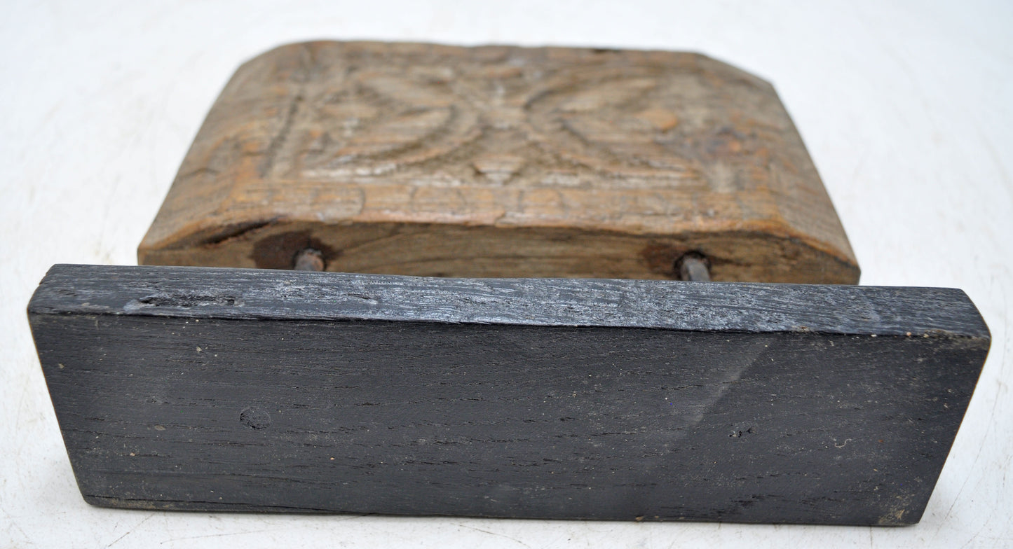 Antique Wooden Floral Carving Panel Plaque Original Old Fine Hand Carved