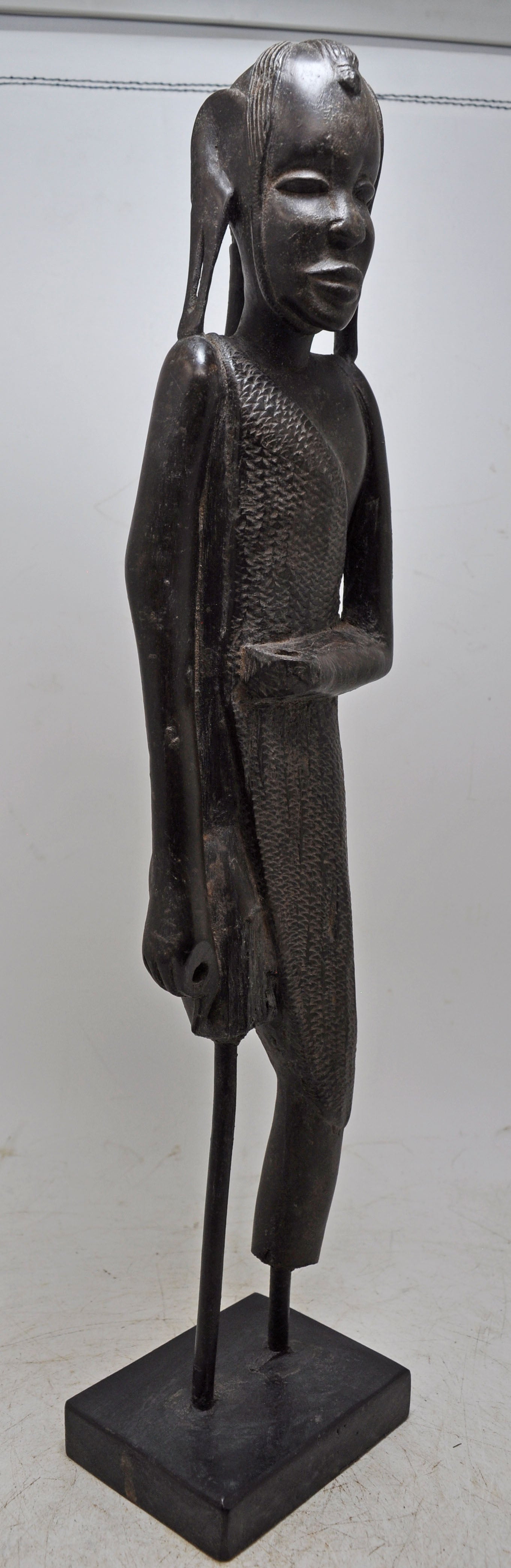 Antique Wooden Large Size African Man Figurine Original Old Fine Hand Carved