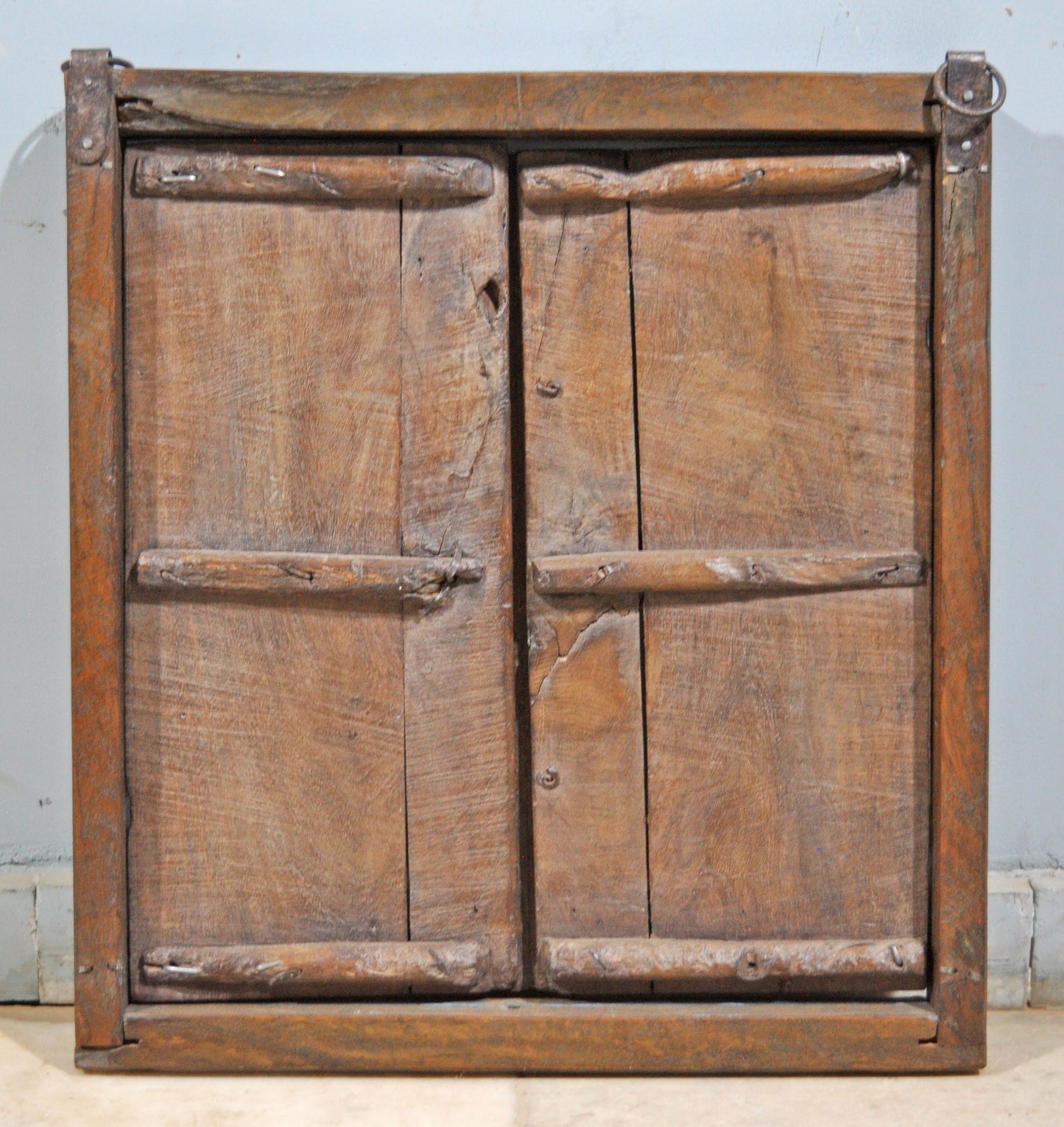 Antique Wooden Wall Décor Window Panel With Frame Original Old Hand Crafted