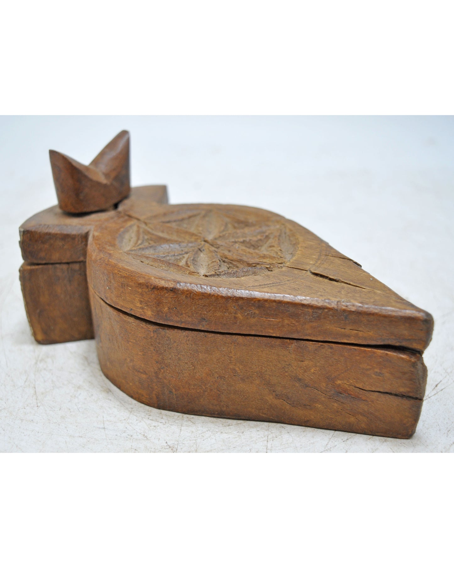 Antique Wooden Kitchenware Spice Box Original Old Hand Carved