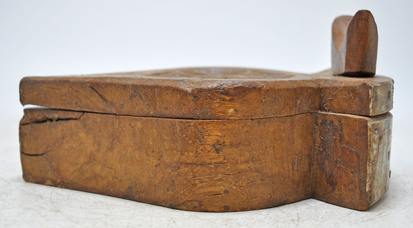 Antique Wooden Kitchenware Spice Box Original Old Hand Carved