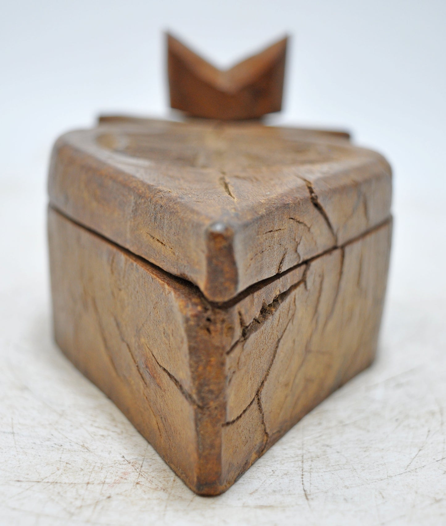 Antique Wooden Kitchenware Spice Box Original Old Hand Carved