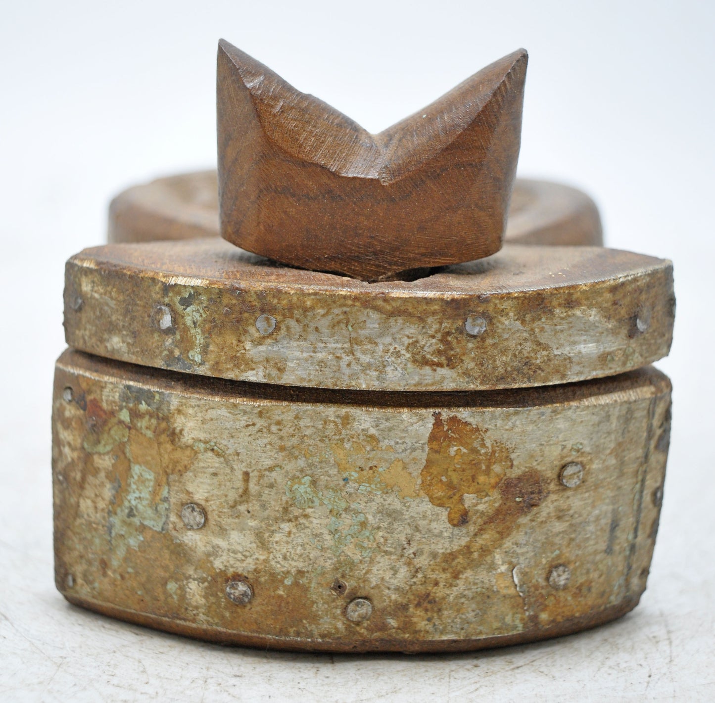 Antique Wooden Kitchenware Spice Box Original Old Hand Carved