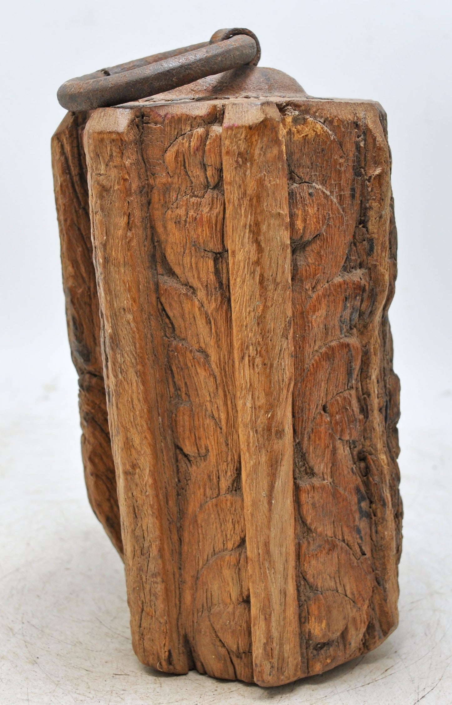 Antique Wooden Carpet Door Weight Original Old Hand Carved