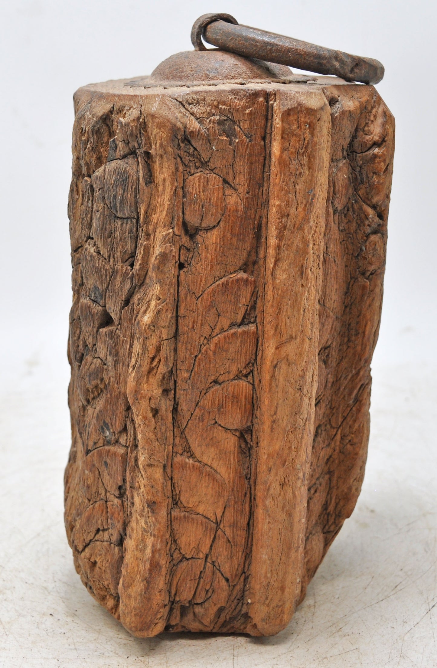 Antique Wooden Carpet Door Weight Original Old Hand Carved