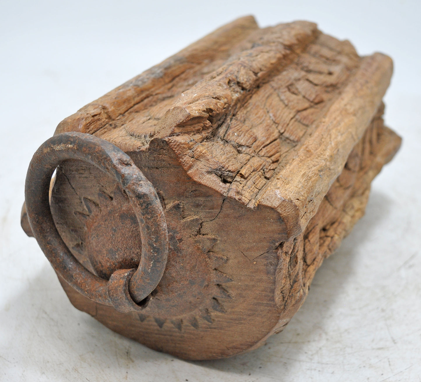 Antique Wooden Carpet Door Weight Original Old Hand Carved