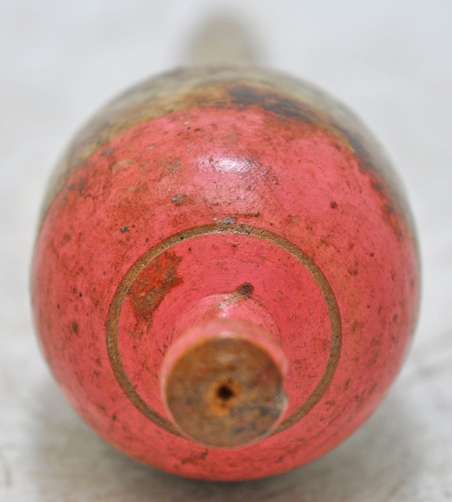 Antique Wooden Baby Rattle Toy Original Old Hand Carved Lacquer Painted
