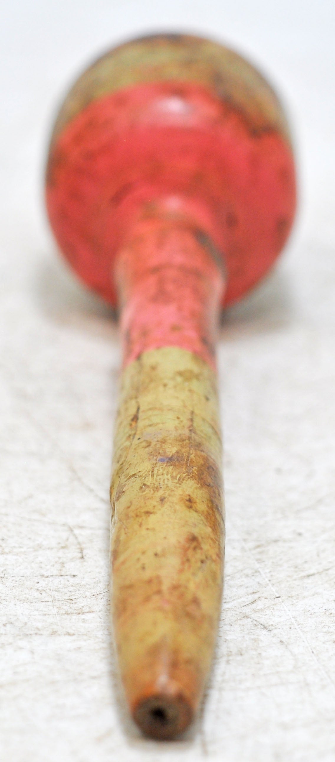 Antique Wooden Baby Rattle Toy Original Old Hand Carved Lacquer Painted