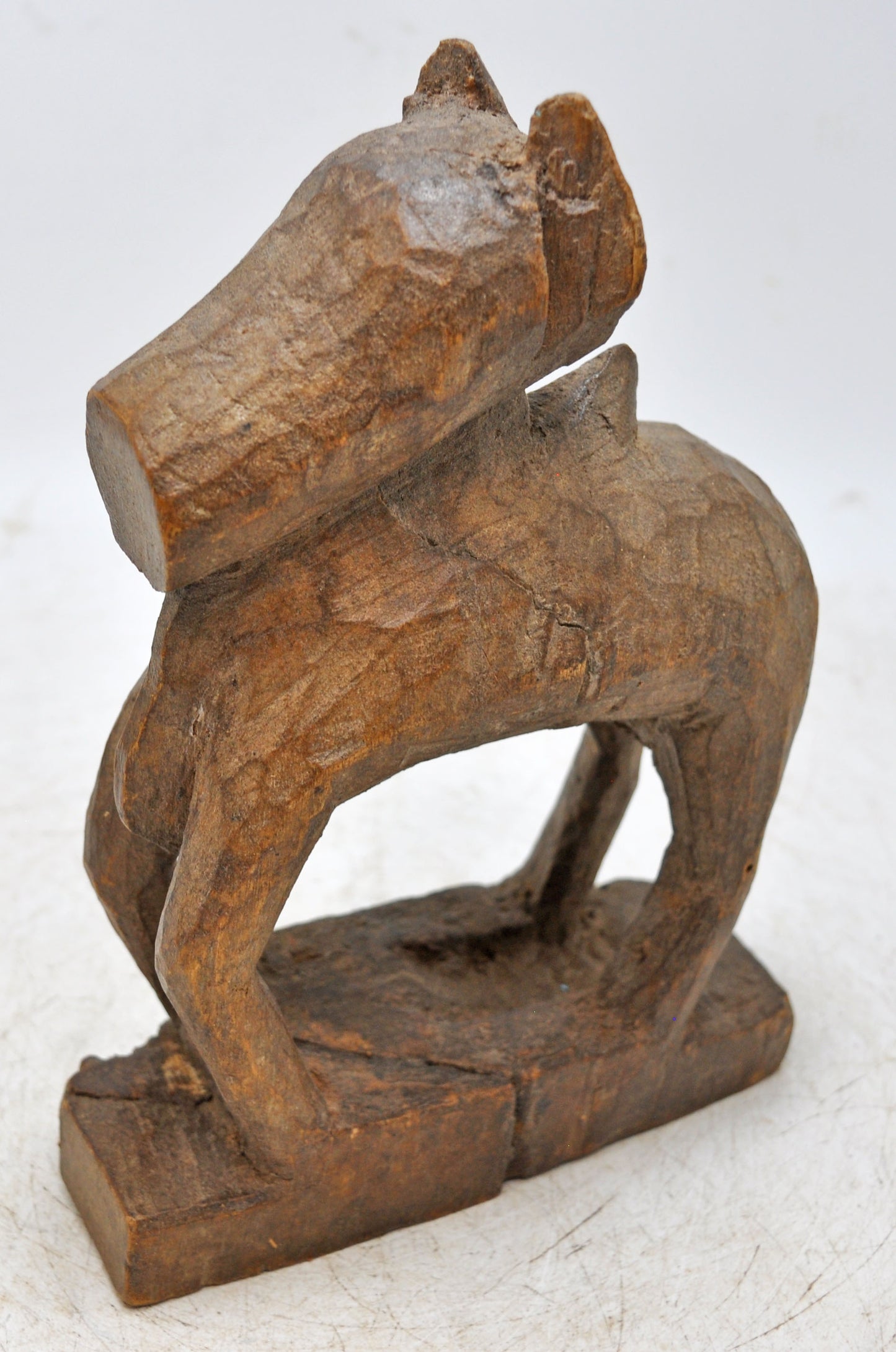 Antique Wooden Holy Cow Bull Figurine Original Old Hand Carved