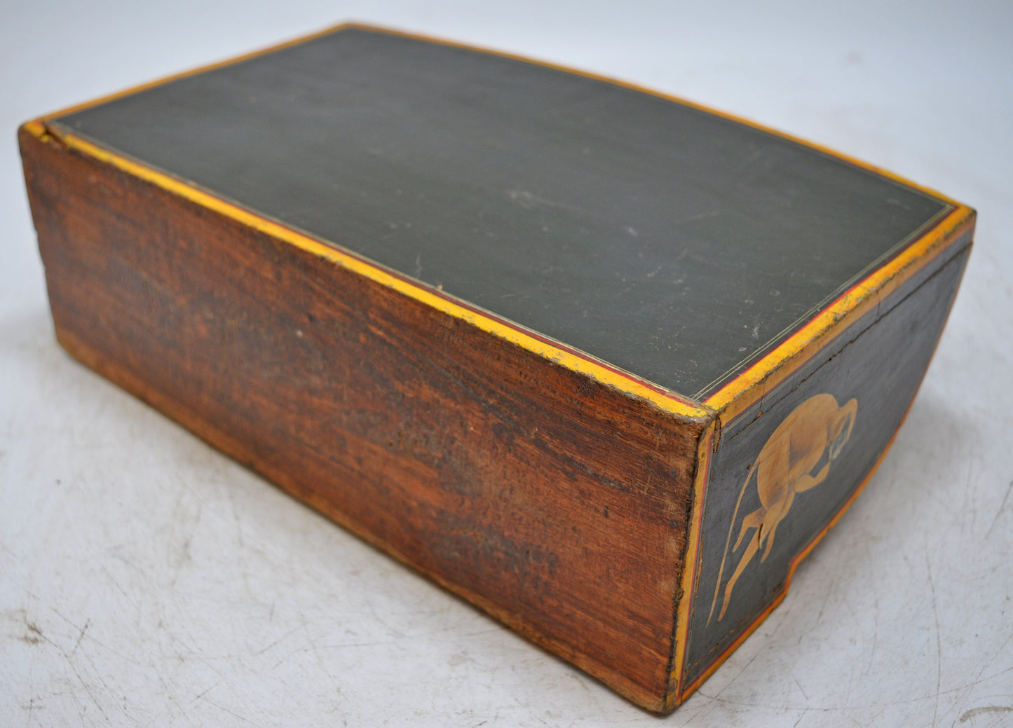 Vintage Wooden Paper Tray Original Old Hand Crafted Fine Painted