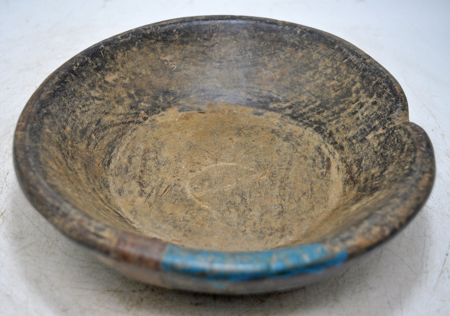 Antique Wooden Dough Kneading Parat Bowl Original Old Hand Carved