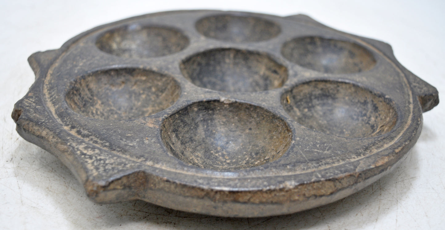 Antique Black Stone Kitchenware Idli Cooking Plate Tray Original Old Hand Carved