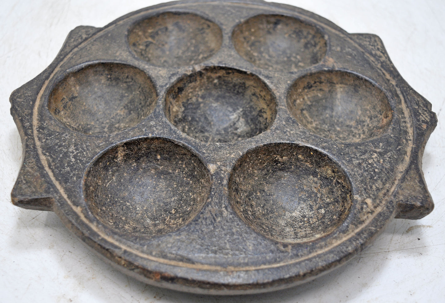 Antique Black Stone Kitchenware Idli Cooking Plate Tray Original Old Hand Carved