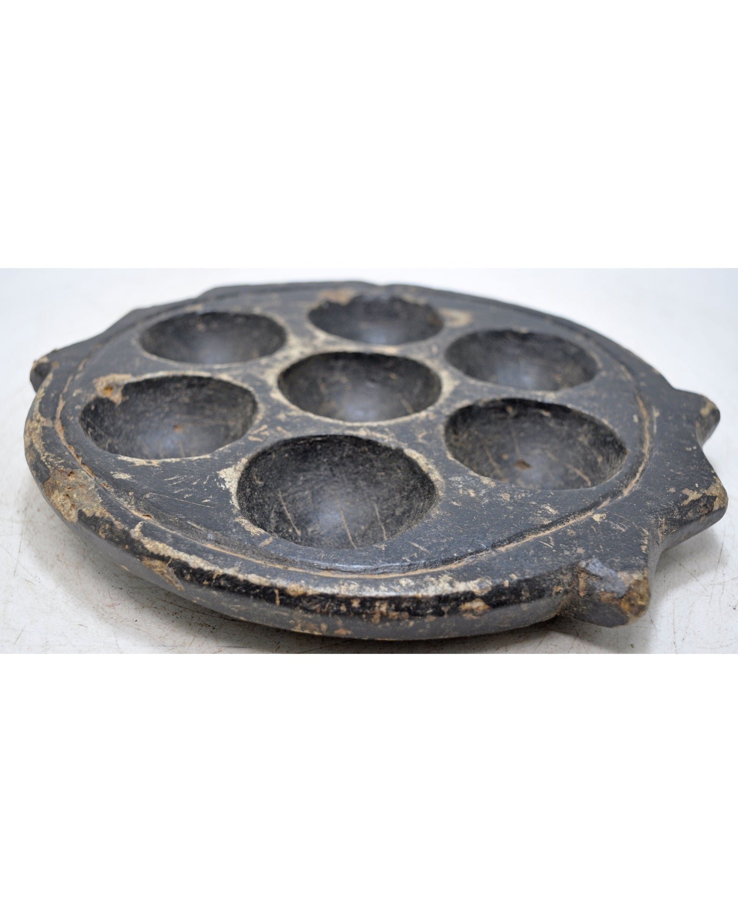 Antique Black Stone Kitchenware Idli Cooking Plate Tray Original Old Hand Carved