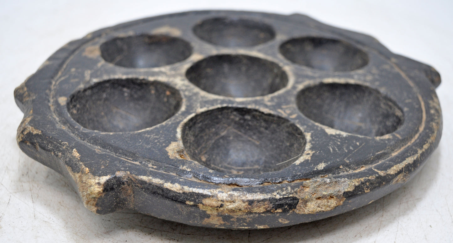 Antique Black Stone Kitchenware Idli Cooking Plate Tray Original Old Hand Carved