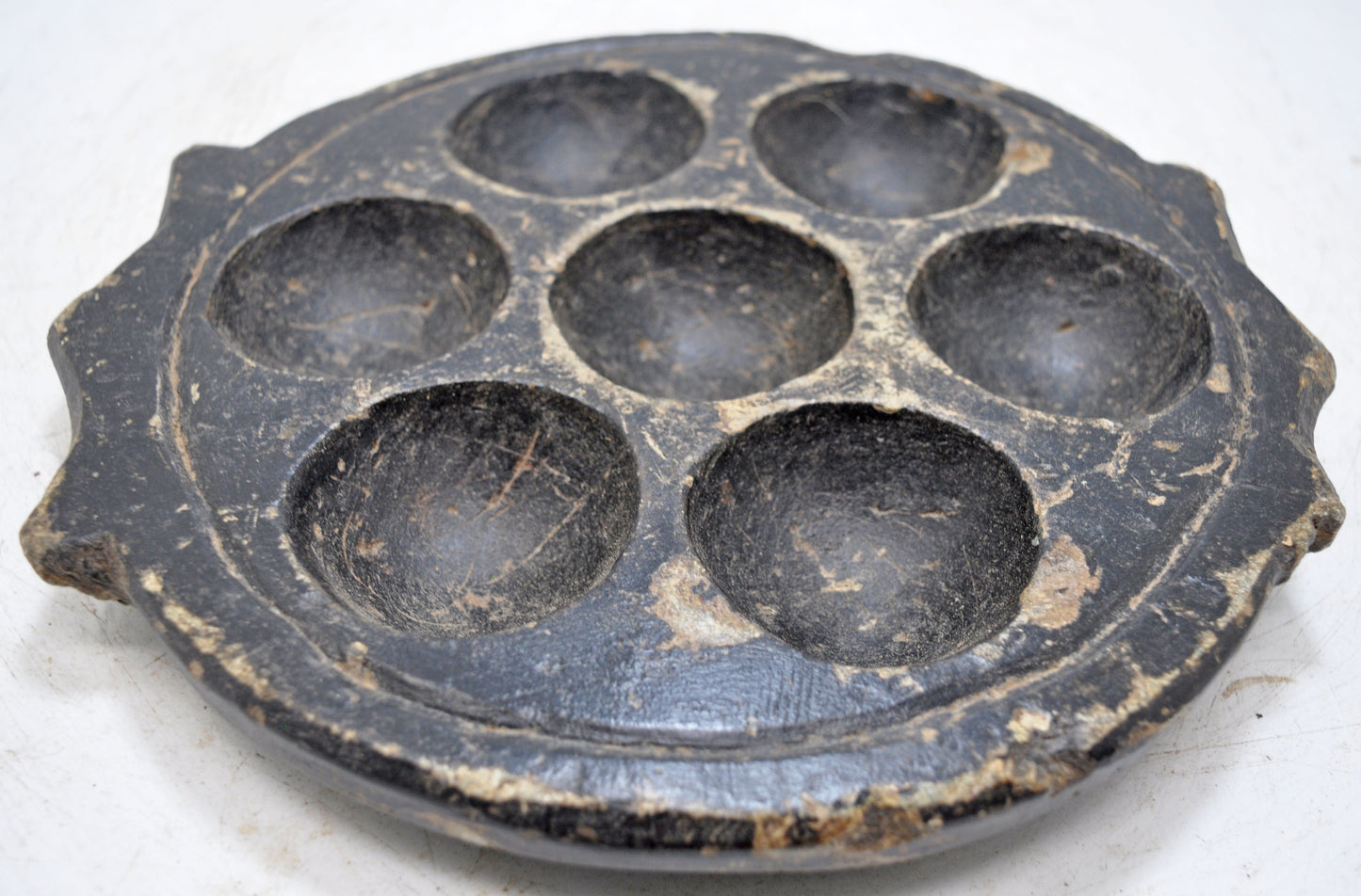Antique Black Stone Kitchenware Idli Cooking Plate Tray Original Old Hand Carved