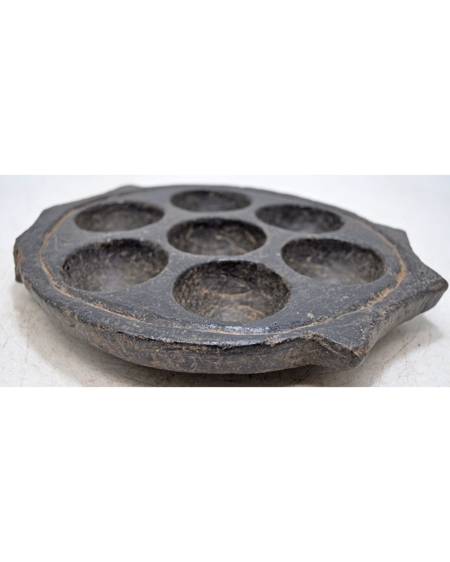 Antique Black Stone Kitchenware Idli Cooking Plate Tray Original Old Hand Carved