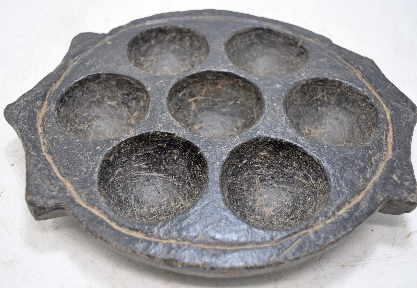 Antique Black Stone Kitchenware Idli Cooking Plate Tray Original Old Hand Carved