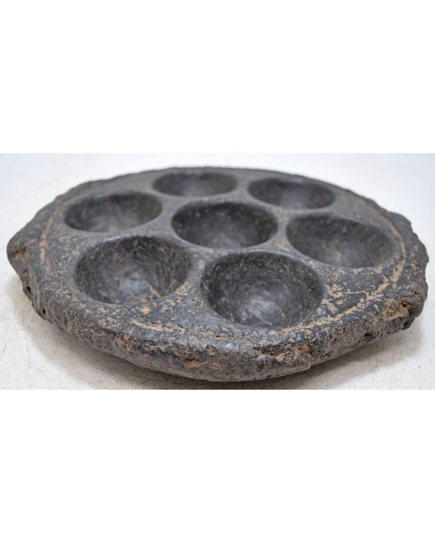 Antique Black Stone Kitchenware Idli Cooking Plate Tray Original Old Hand Carved