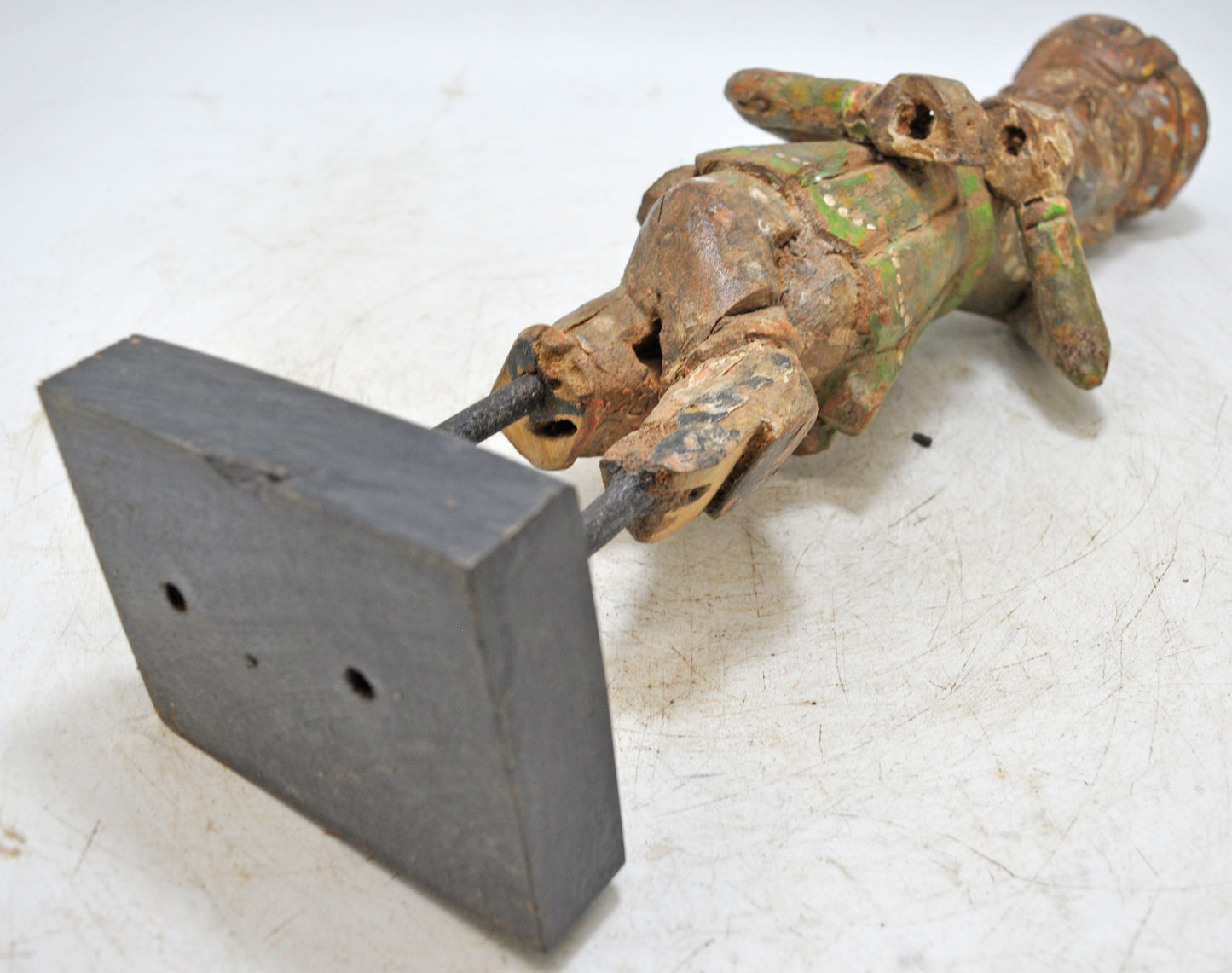 Vintage Wooden Watchman Figurine Original Old Hand Carved Painted