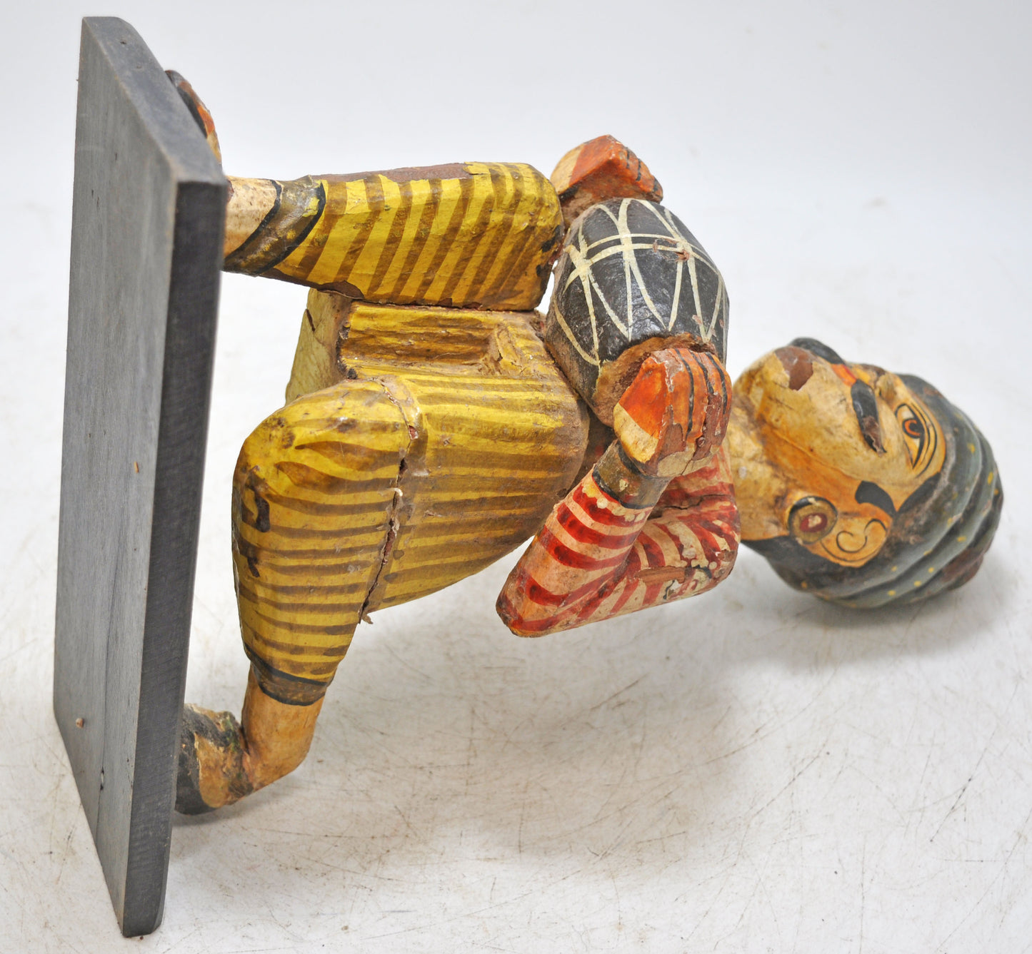 Vintage Wooden Musician Man Figurine Original Old Hand Carved Painted