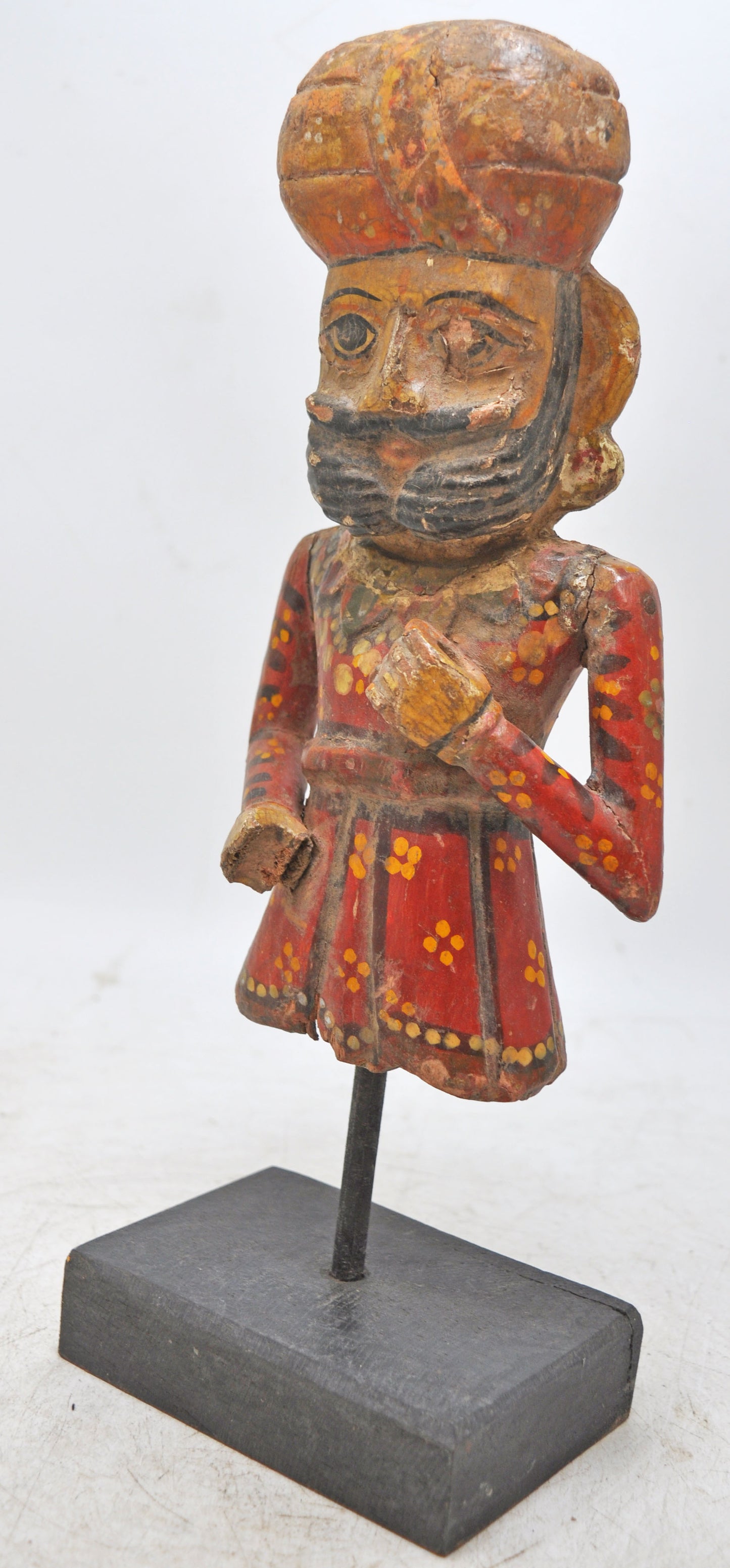 Vintage Wooden Watchman Figurine Original Old Hand Carved Painted