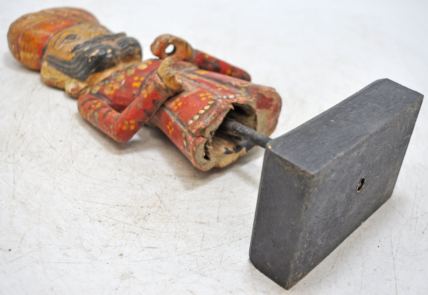 Vintage Wooden Watchman Figurine Original Old Hand Carved Painted