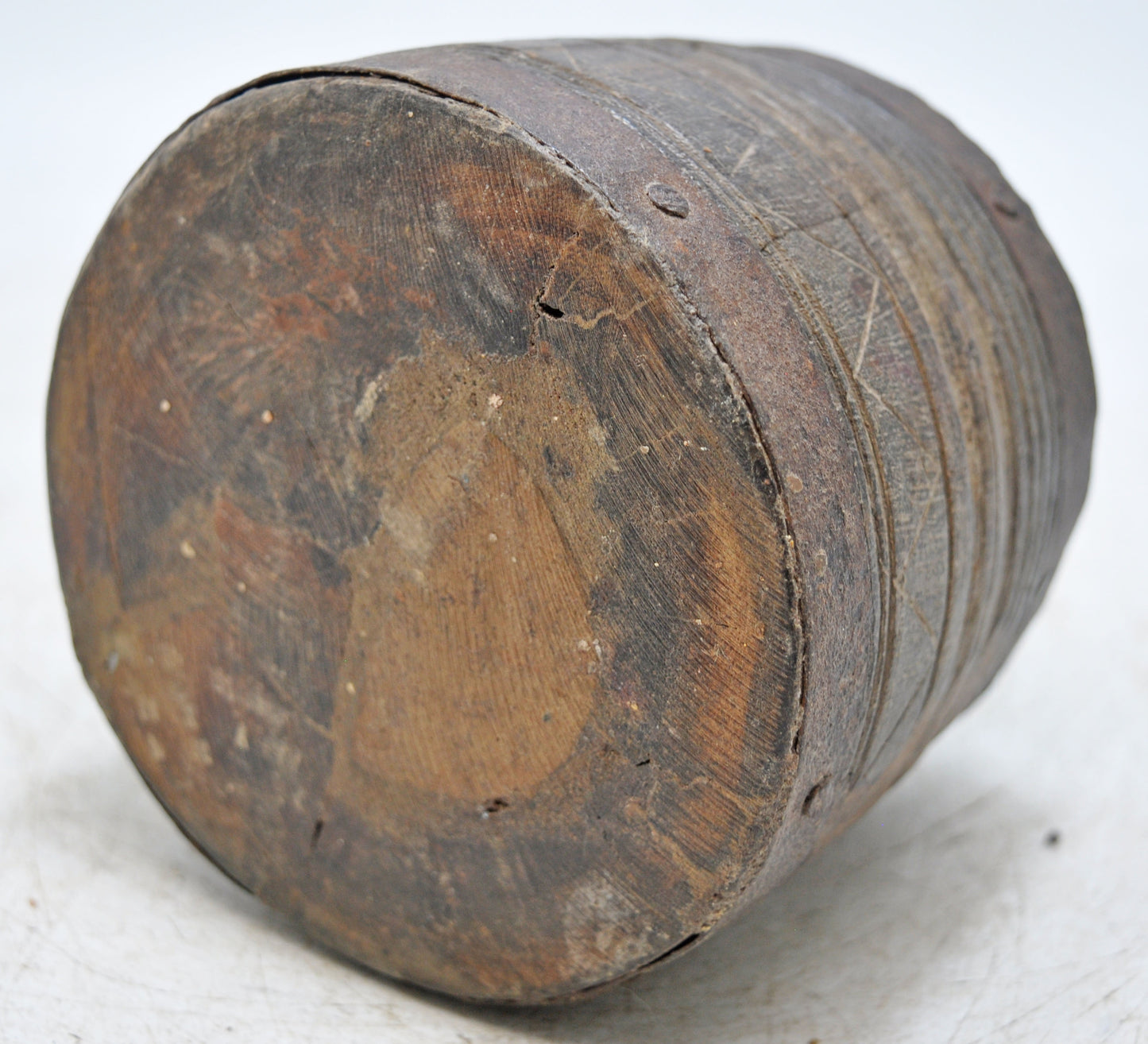 Antique Wooden Kitchenware Grain Measurement Pot Original Old Hand Carved