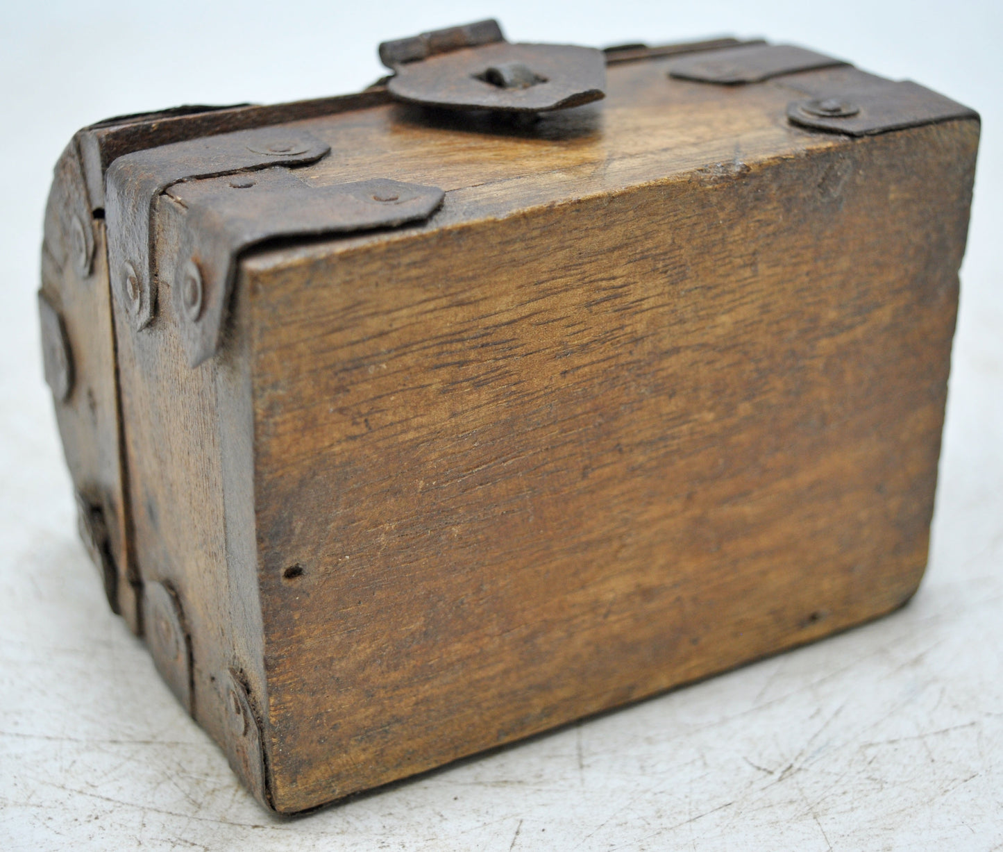 Vintage Wooden Half Round Top Storage Box Original Old Hand Crafted