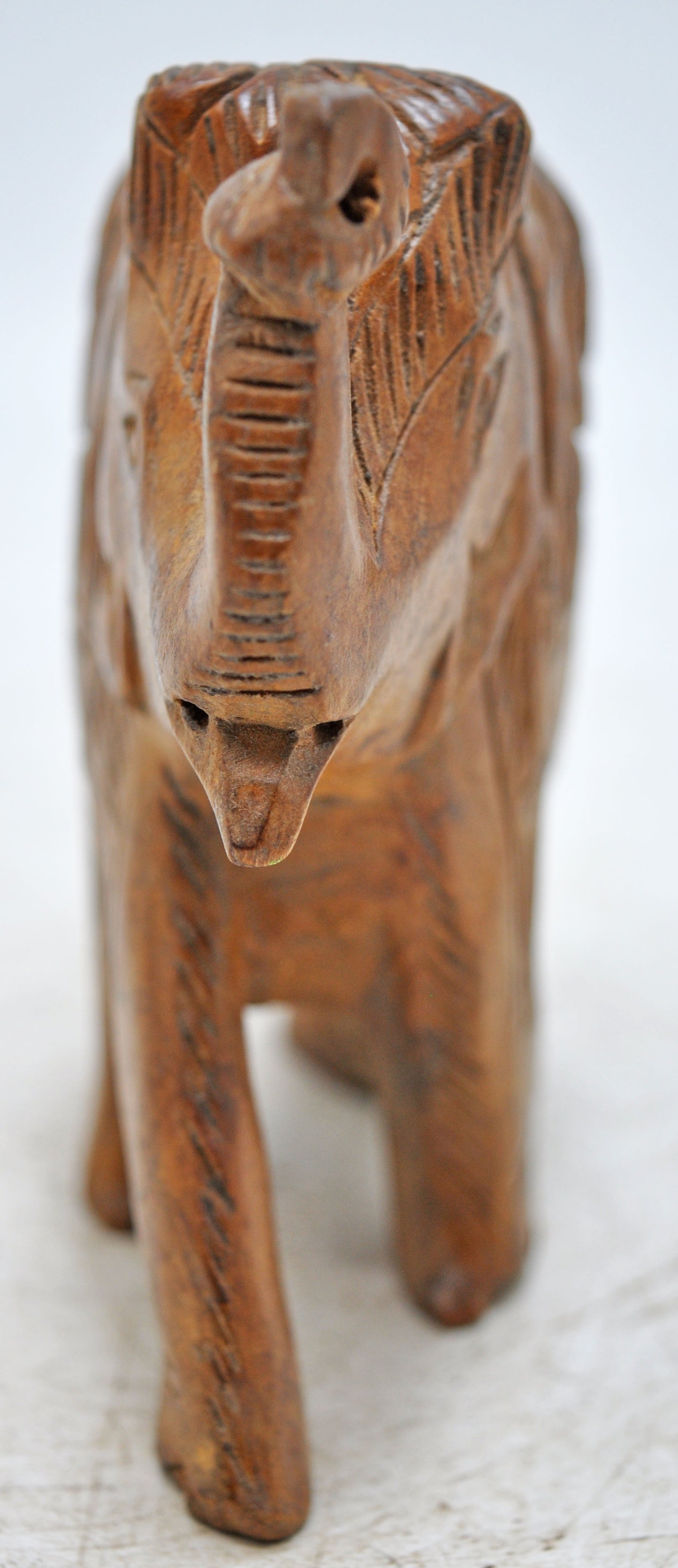 Vintage Wooden Small Elephant Figurine Original Old Fine Hand Carved