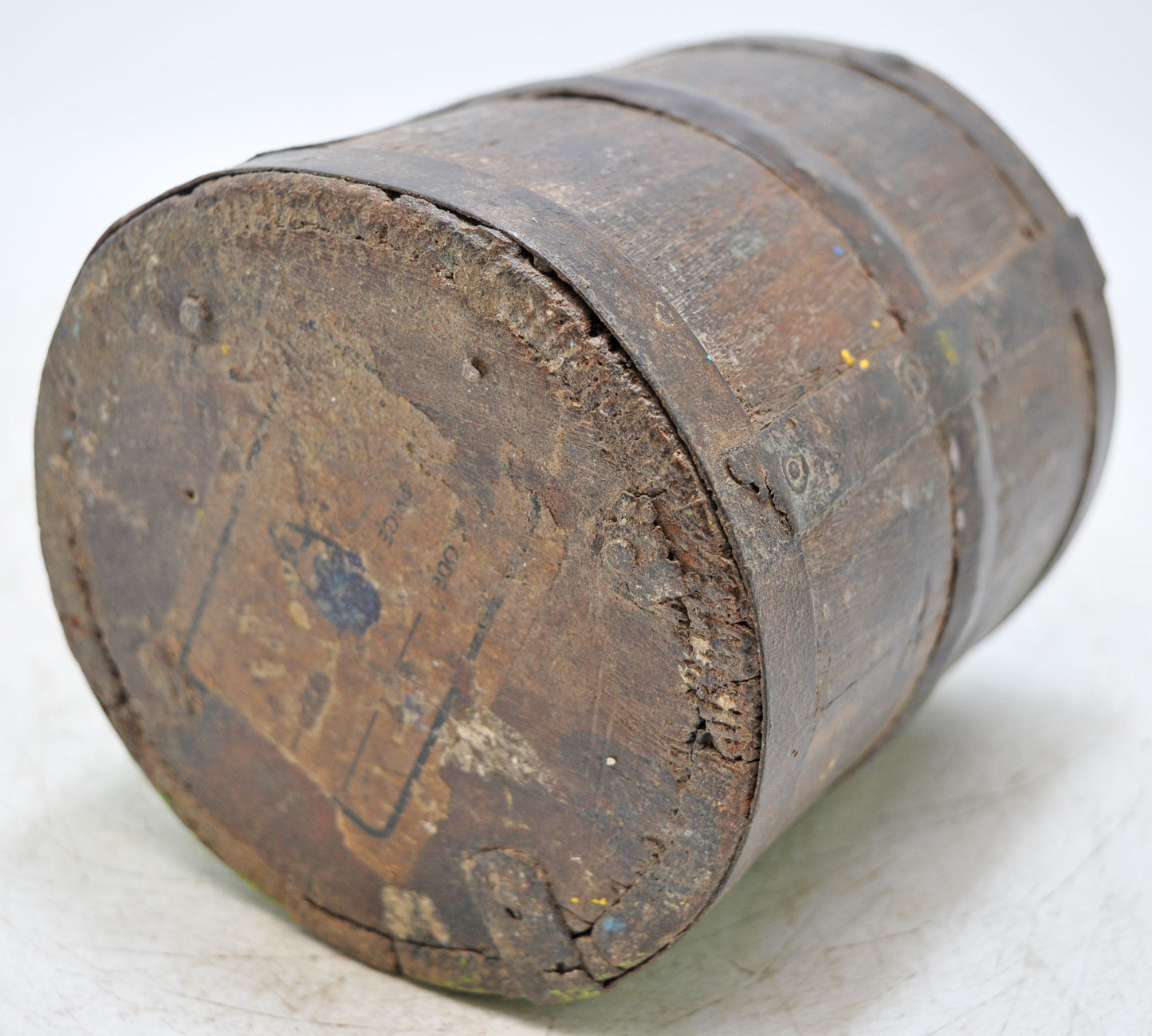 Vintage Wooden Round Grain Measurement Pot Original Old Hand Crafted