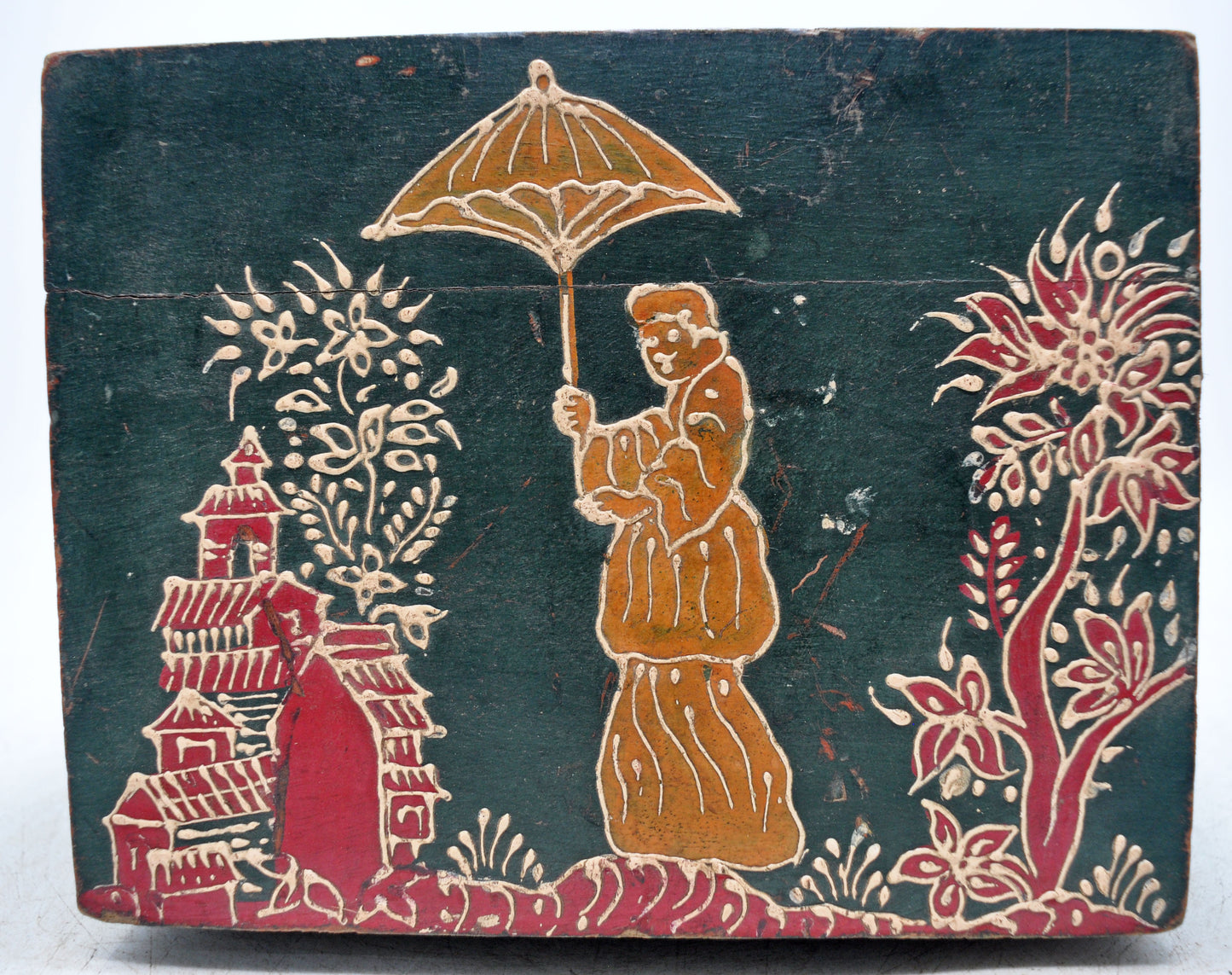 Vintage Wooden Storage Chest Box Original Old Hand Crafted Painted