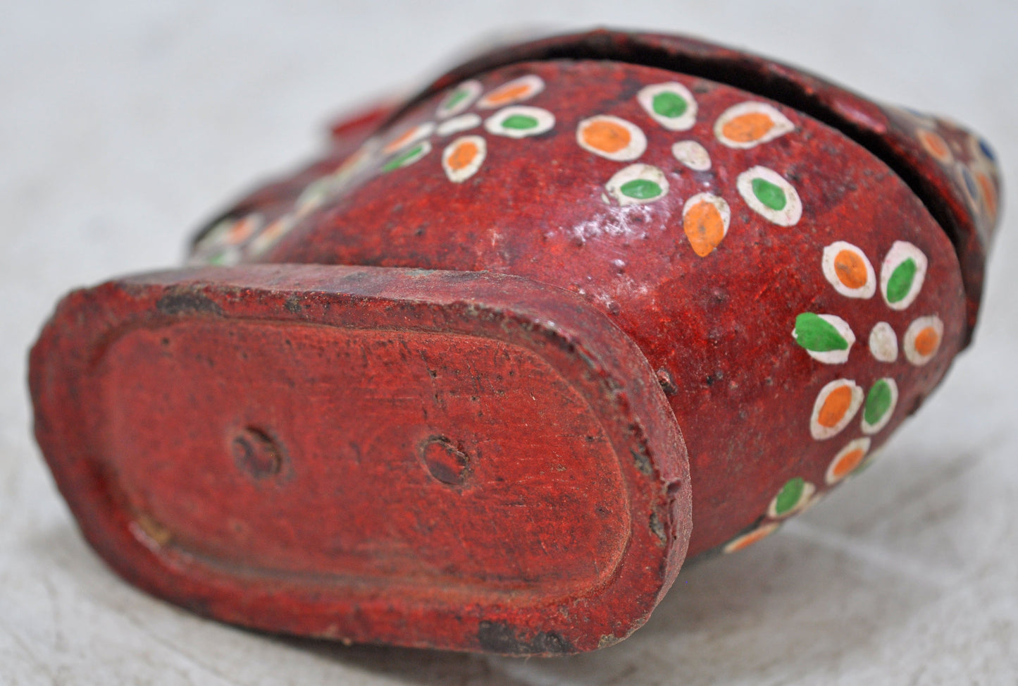Antique Wooden Bird Shaped Kum Kum Powder Tika Box Original Old Hand Carved Painted