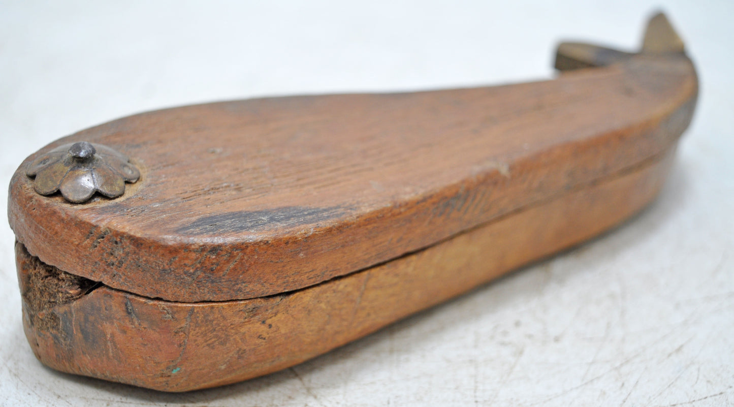 Antique Wooden Small Kum Kum Powder Tika Box Original Old Hand Carved