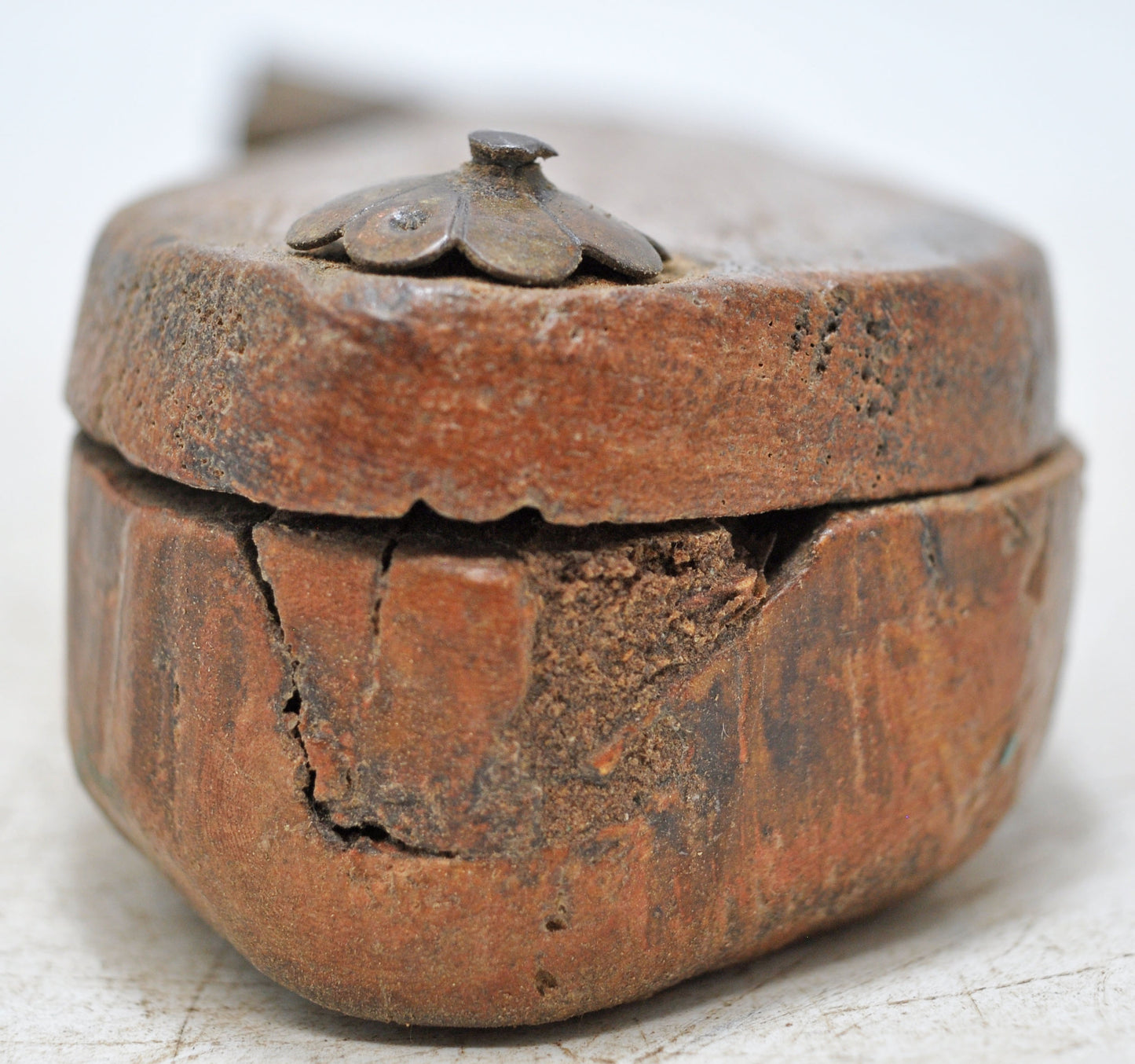 Antique Wooden Small Kum Kum Powder Tika Box Original Old Hand Carved