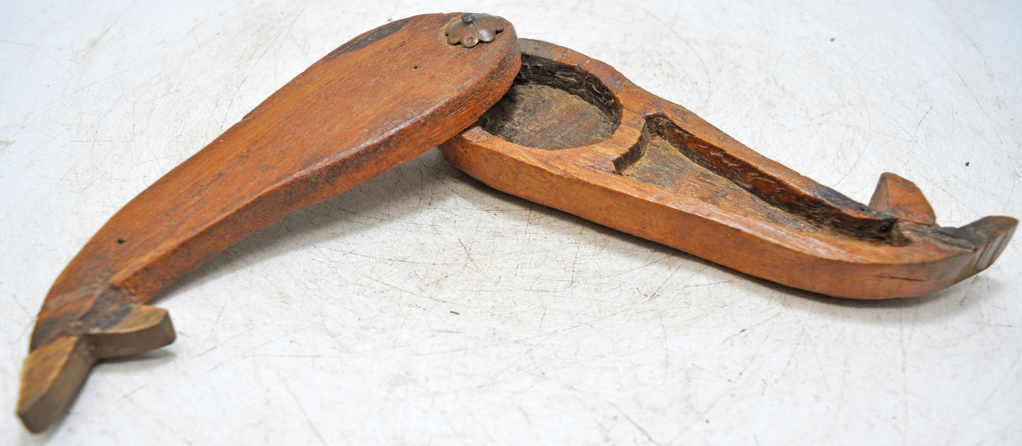 Antique Wooden Small Kum Kum Powder Tika Box Original Old Hand Carved