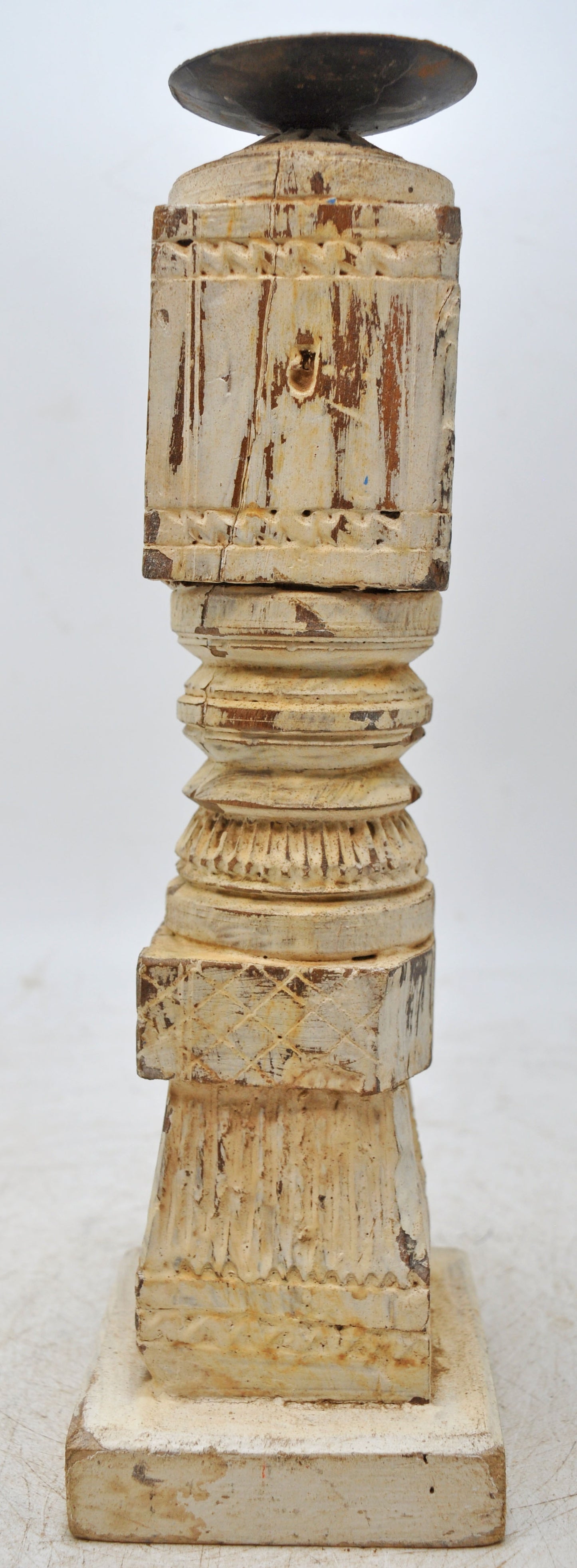 Antique Wooden Paga Leg Candle Holder Stand Original Old Hand Carved