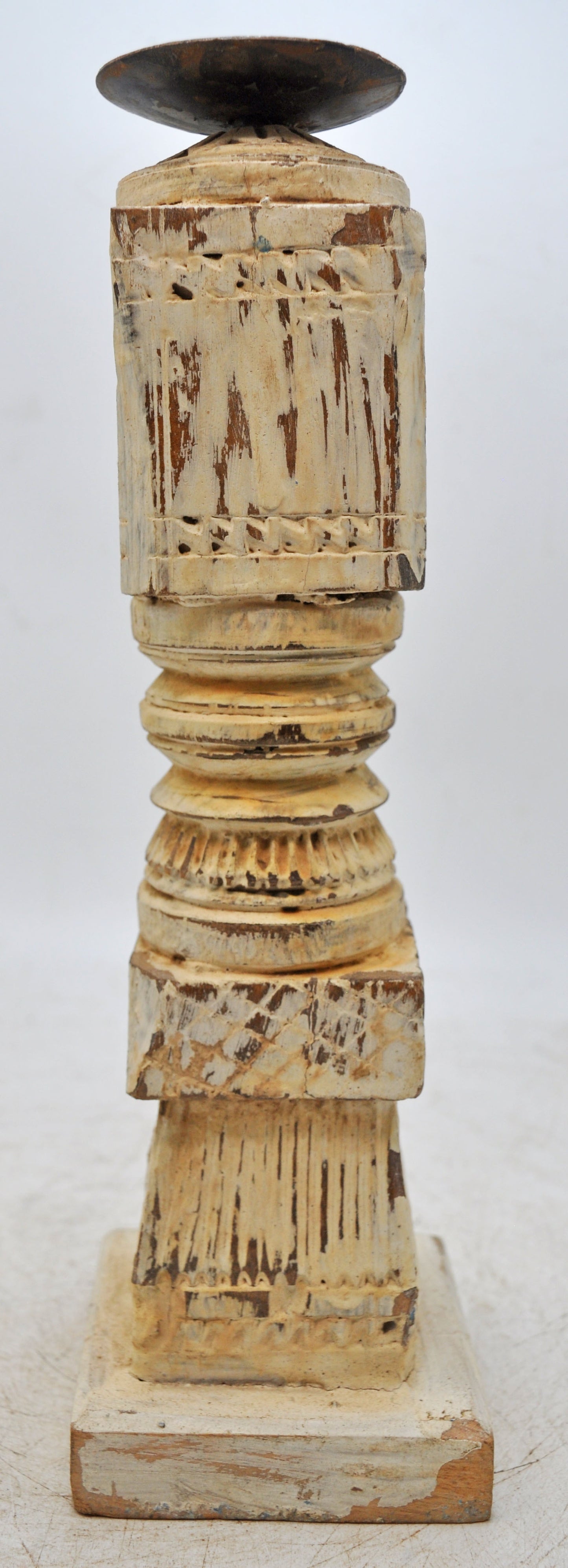 Antique Wooden Paga Leg Candle Holder Stand Original Old Hand Carved