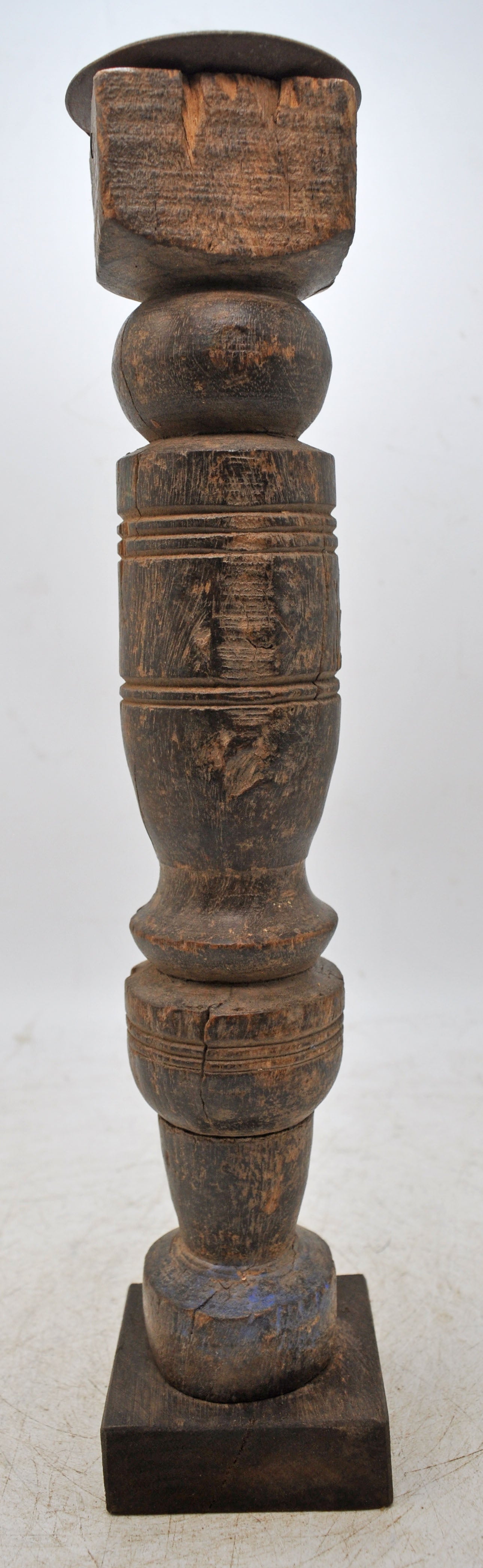 Antique Wooden Paga Leg Candle Holder Stand Original Old Hand Carved