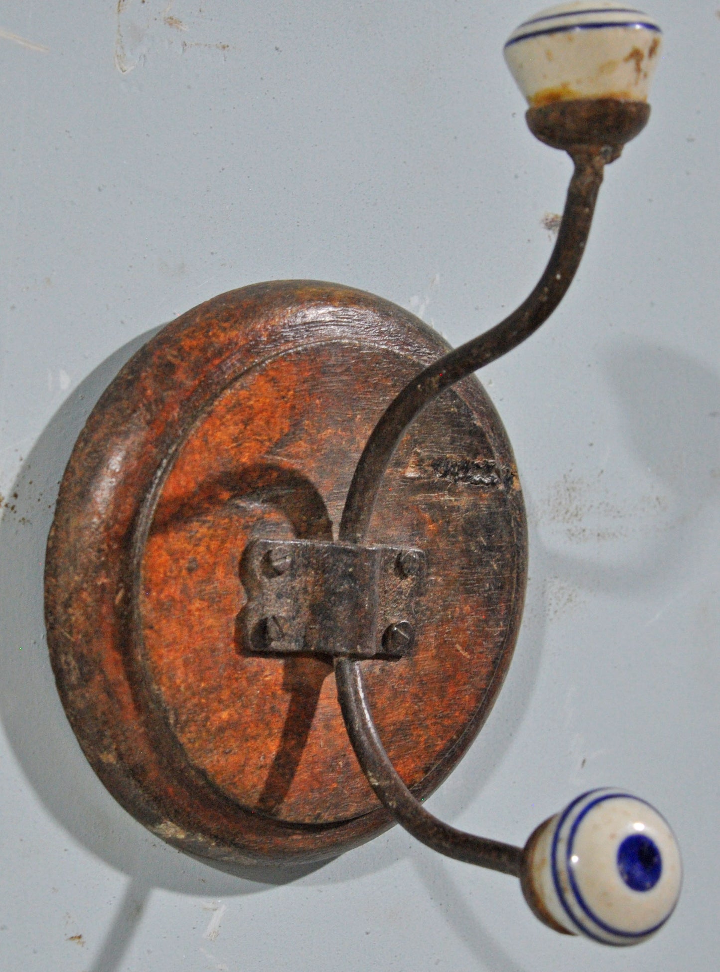 Vintage Wooden Wall Hanging 1 Hook Hanger Original Old Hand Crafted