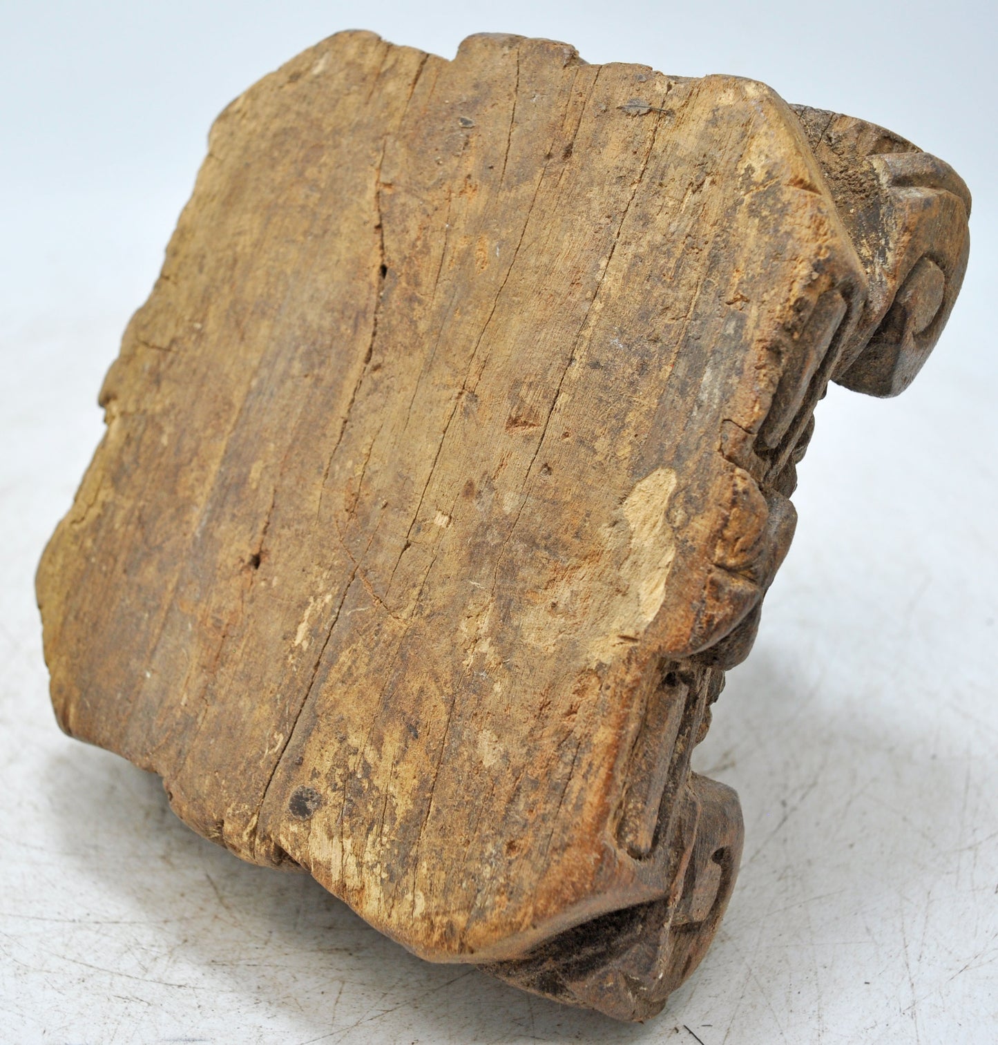 Antique Wooden Carving Block Candle Stand Original Old Hand Crafted