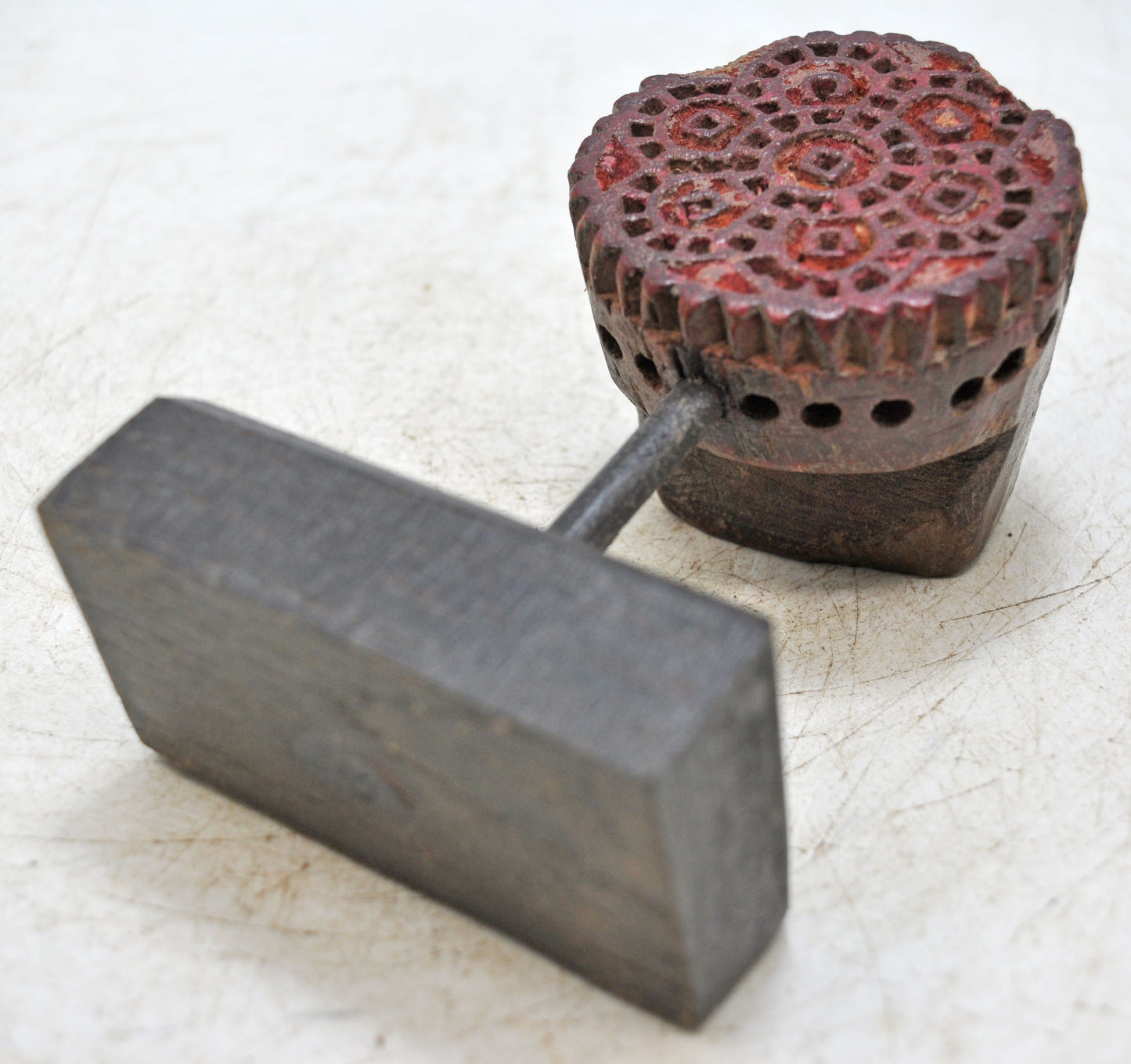 Antique Wooden Textile Printing Block Original Old Hand Carved