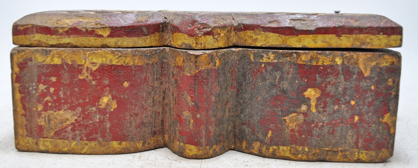 Antique Wooden Kitchenware Spice Box Original Old Hand Carved