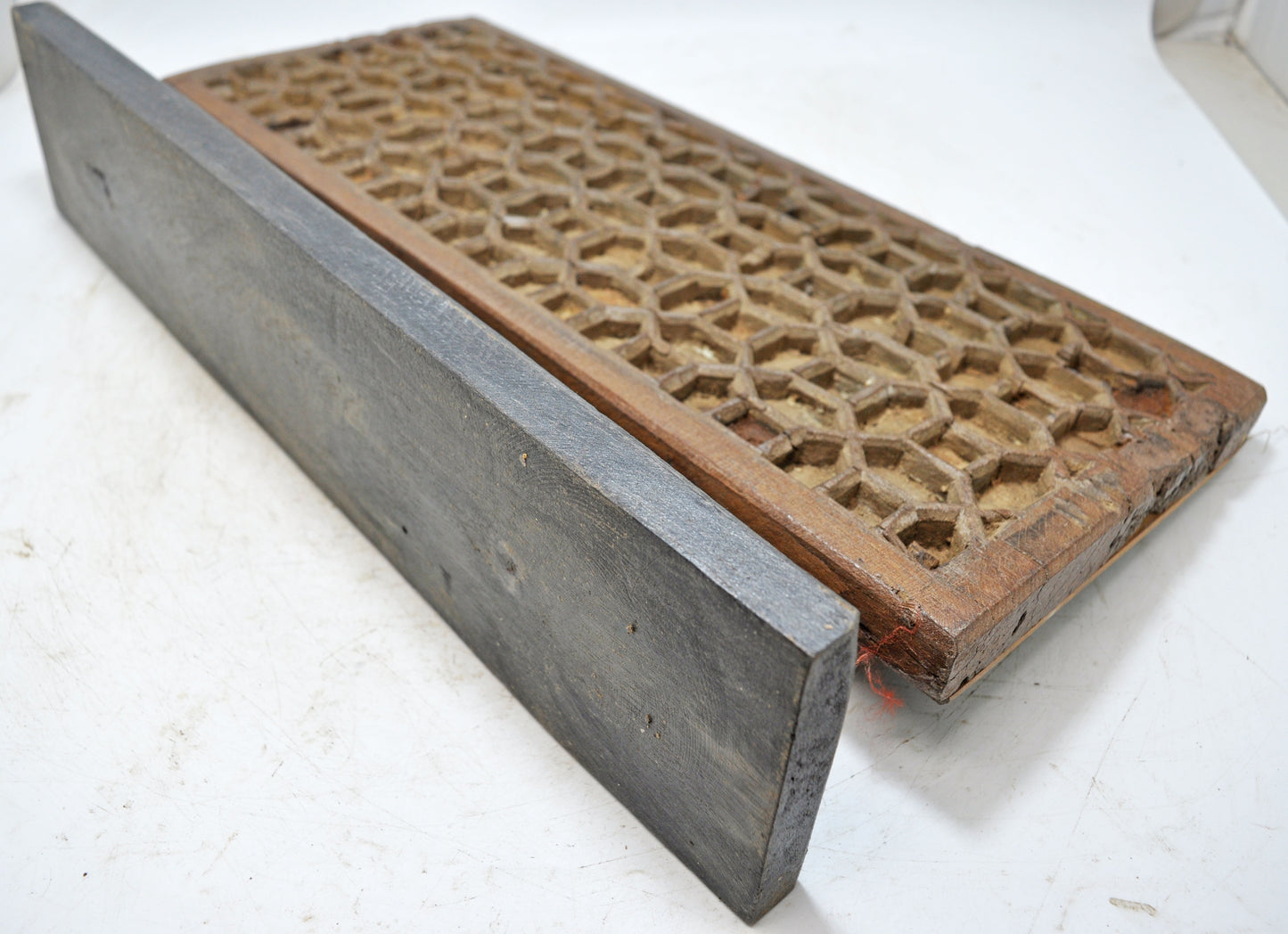 Antique Wooden Geometrical Carving Decorative Panel Original Old Fine Hand Carved